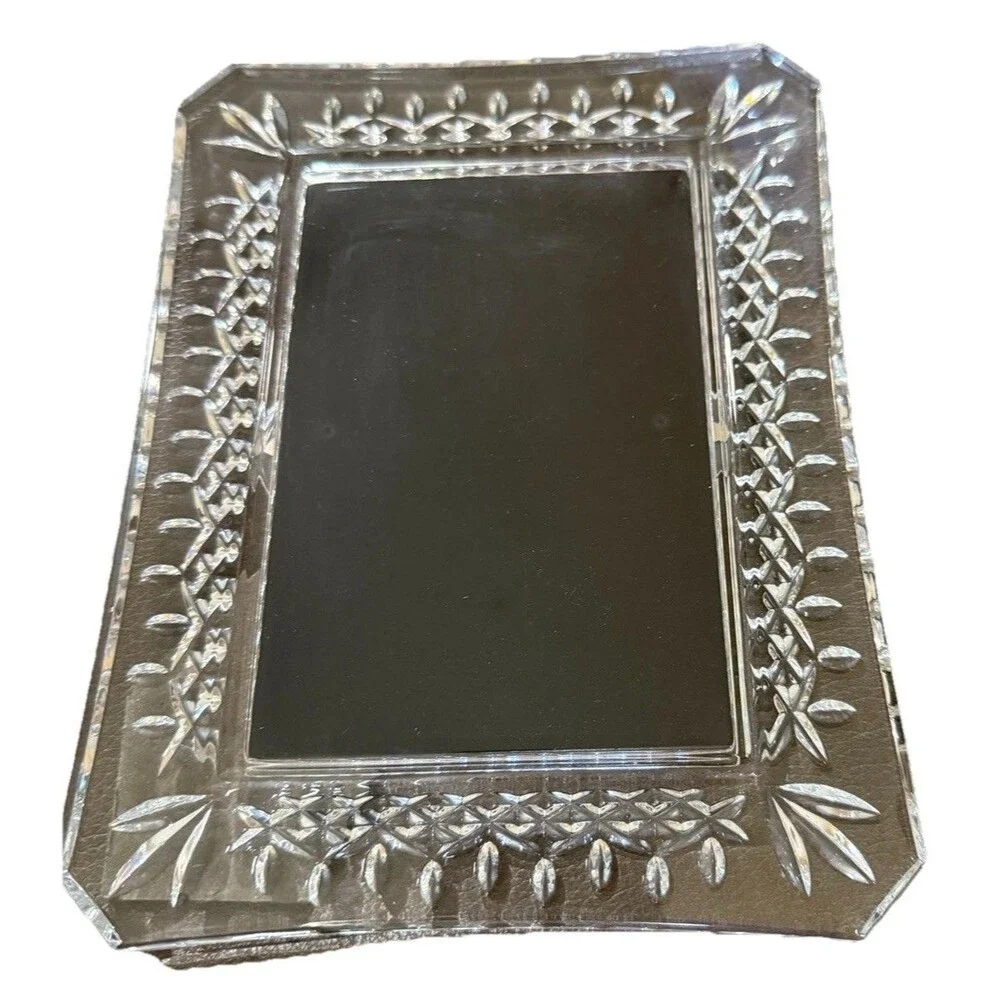 Waterford Lismore Picture Frame Clear Crystal Fits 4x6 Photo Black Velvety Back